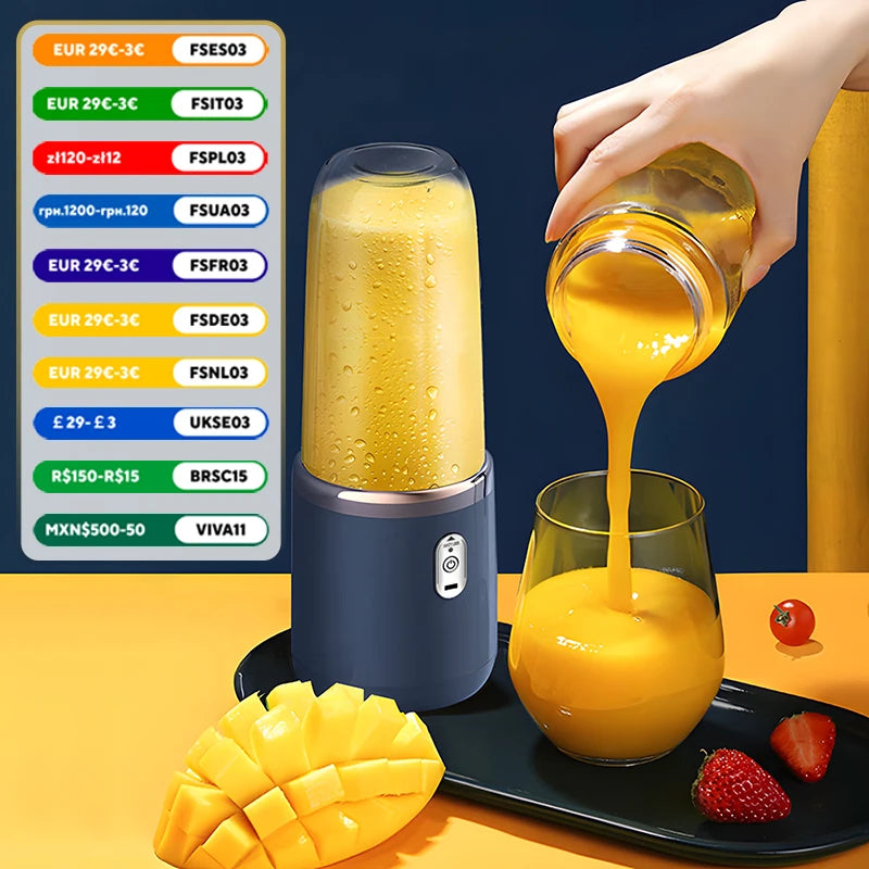 Portable Double Cup Blender - USB Rechargeable Smoothie Maker