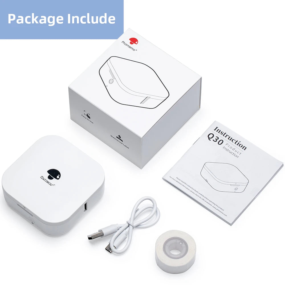 Phomemo Q30 Label Portable Label Printer - Wireless Bluetooth Mini Printer with Sticker Roll Options