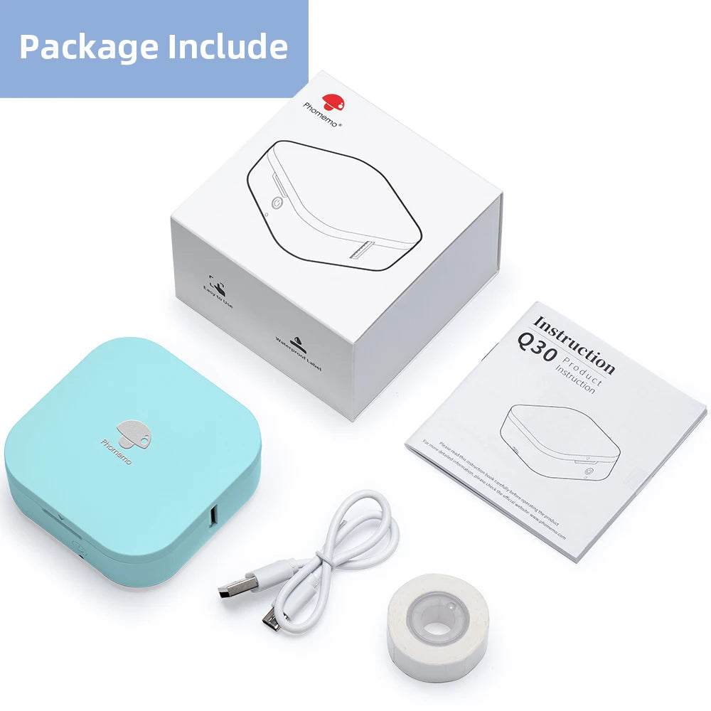 Phomemo Q30 Label Portable Label Printer - Wireless Bluetooth Mini Printer with Sticker Roll Options