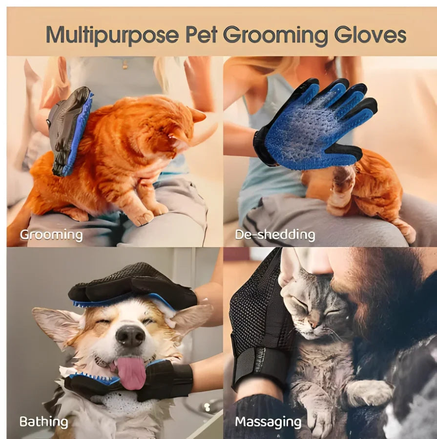 2-in-1 Pet Grooming Glove and Deshedding Brush