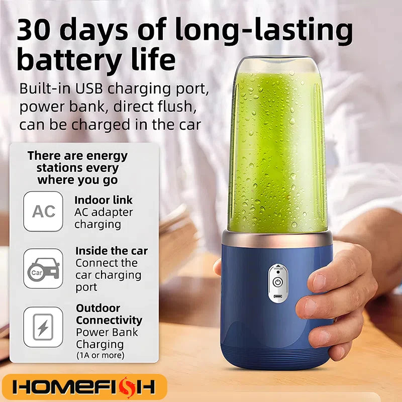 Portable Double Cup Blender - USB Rechargeable Smoothie Maker