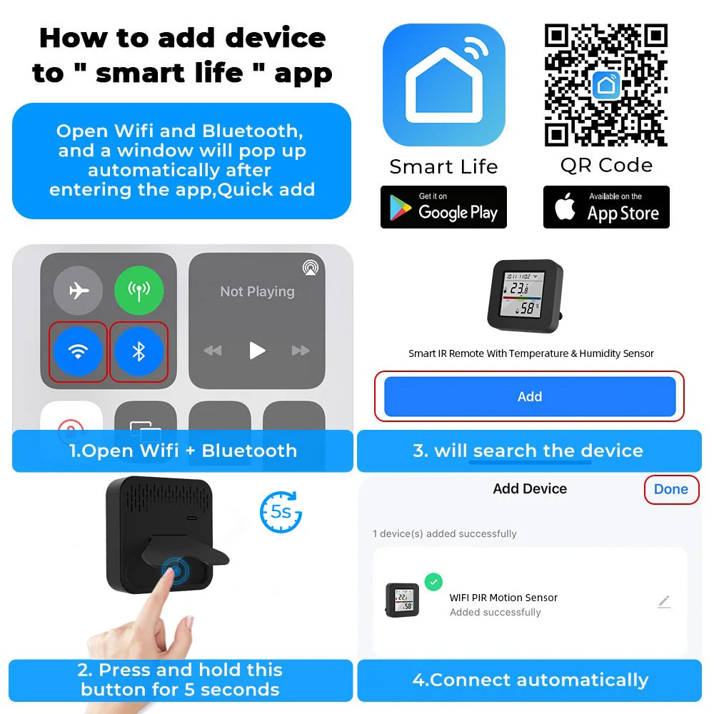 WIFI Tuya Smart Universal Remote - Temperature & Climate Control Hub