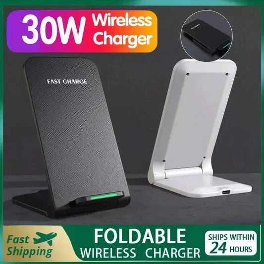 Foldable 30W Wireless Charger Stand - Fast Charging Dock