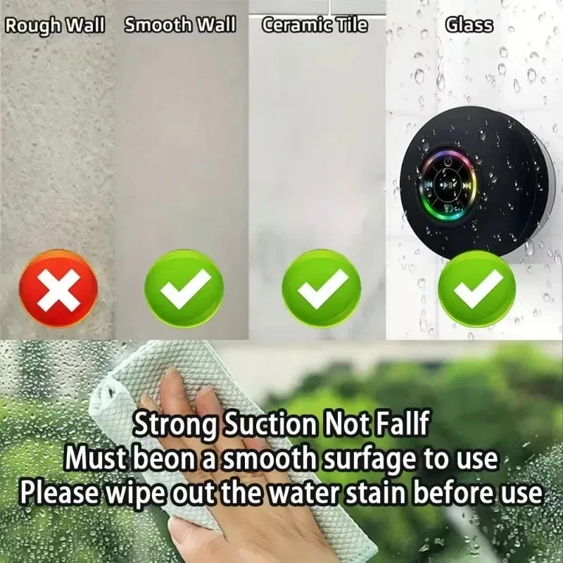 Waterproof Bathroom Speaker with Suction Mount