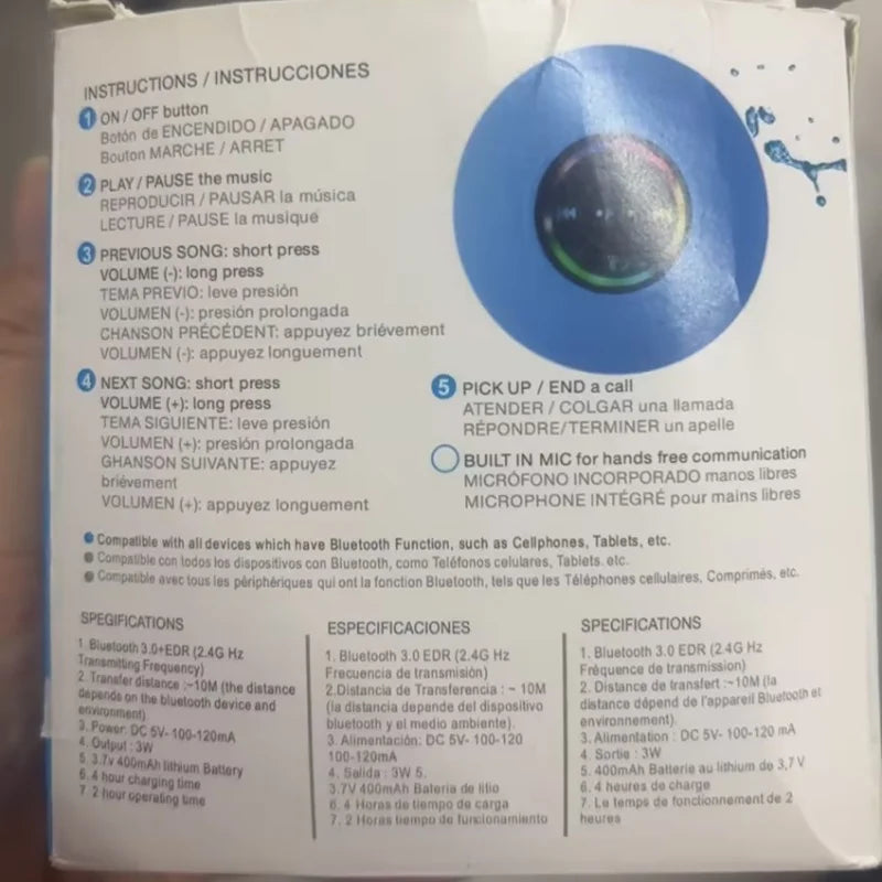 Waterproof Bathroom Speaker with Suction Mount