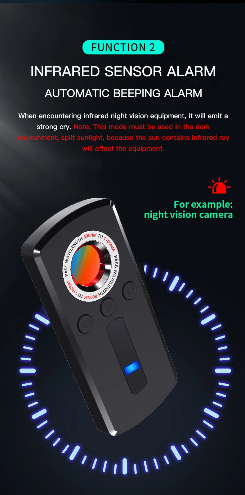 Hidden Camera & Spy Detector with LED Laser Scanner