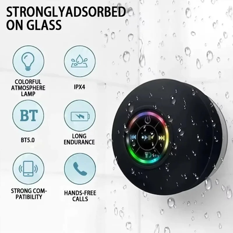 Waterproof Bathroom Speaker with Suction Mount