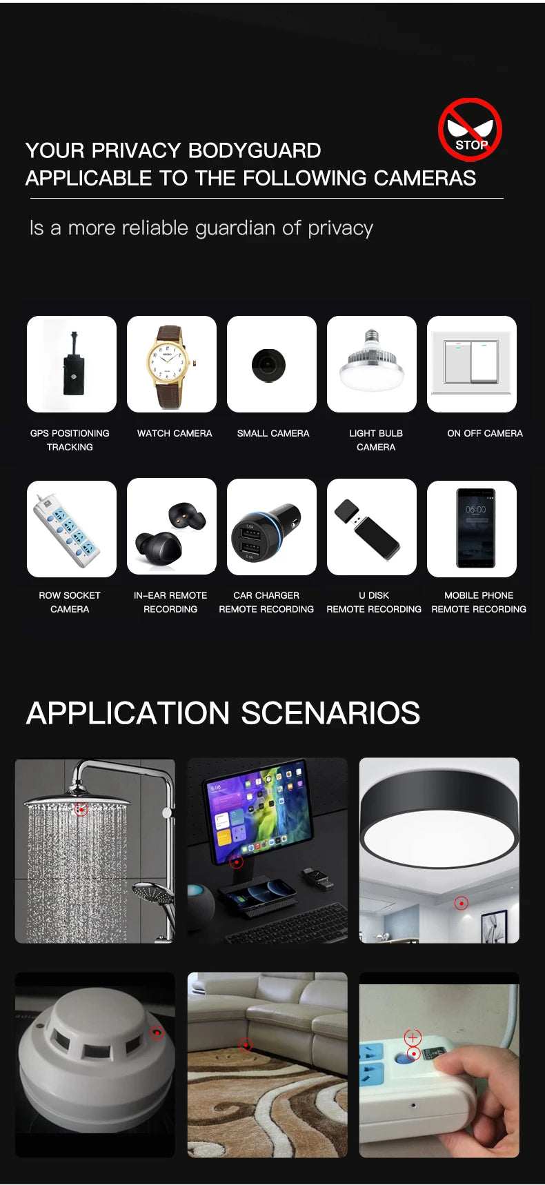 Hidden Camera & Spy Detector with LED Laser Scanner
